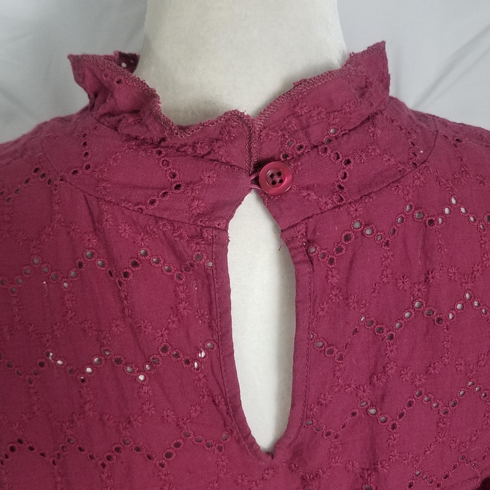 Evy's Tree The Lupita Plum High Neck Embroideredd Eyelet Top - Picture 9 of 12